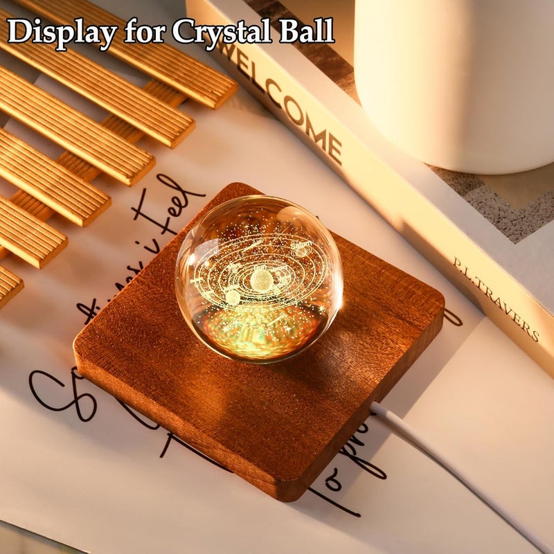 IFOLAINA LED Wood Light Base for Crystal Glass Art Crystal Sphere Holder Wooden Lamp Stand Base Multicolor Changing Square Lighted Base Pedestal for Resin Art Acrylic - Image 4